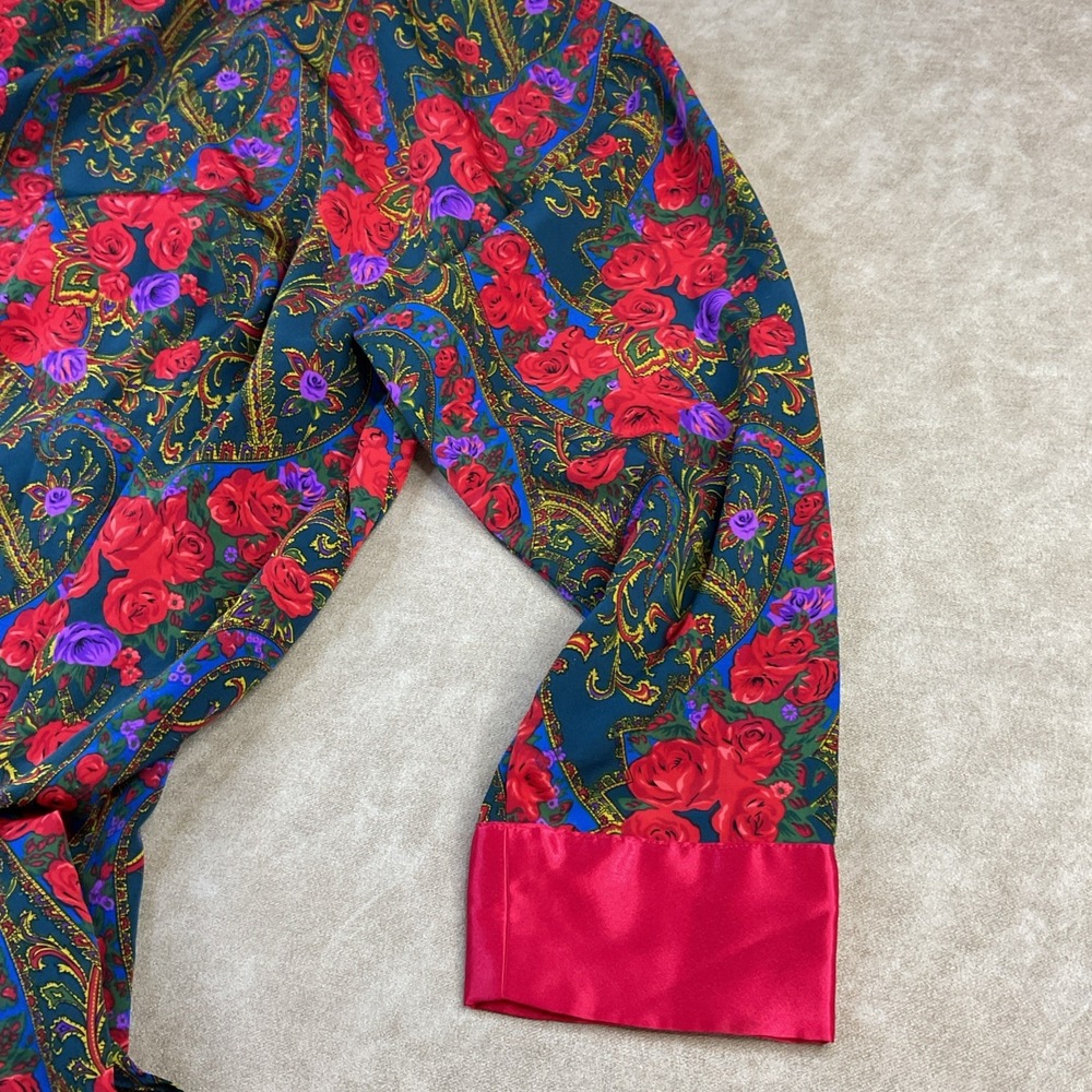 Victorias Secret Robe Womens M Gold Label Floral Satin Double Breasted Vintage - Picture 3 of 11